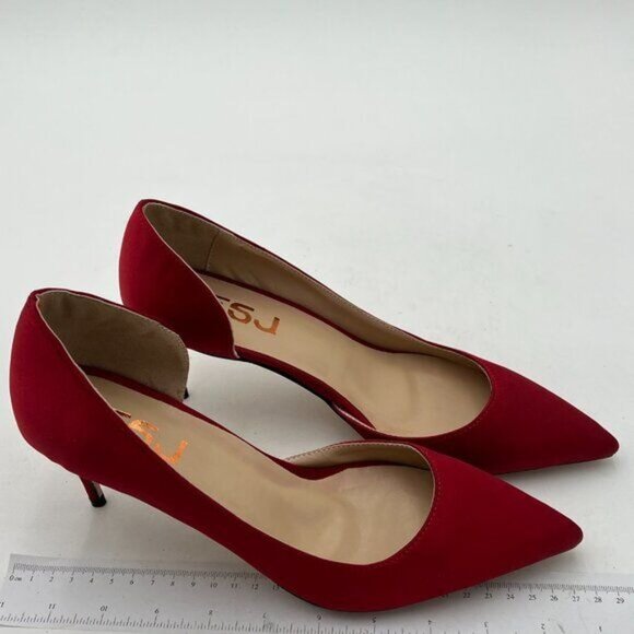 FSJ Red Stain Pointed Toe Dress Shoes D'Orsay High Heels Sexy Formal Pumps - Picture 3 of 7